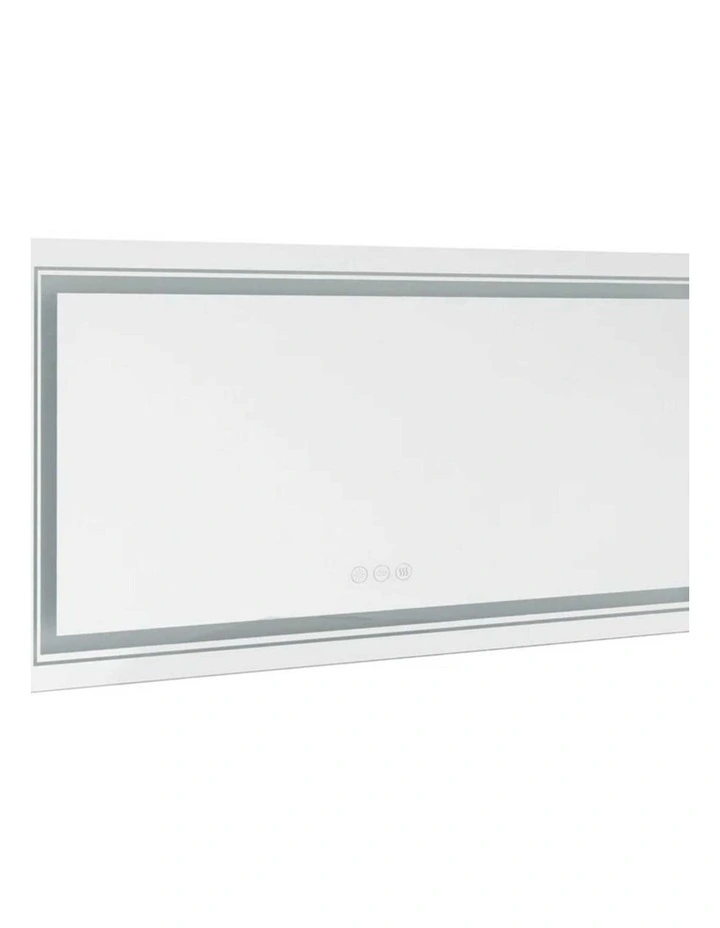 Silver Rectangular LED Bathroom Mirror Front And Backlit Anti Fog image 1