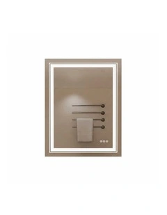 Silver Rectangular LED Mirror Front Backlit Anti Fog Touch Bathroom