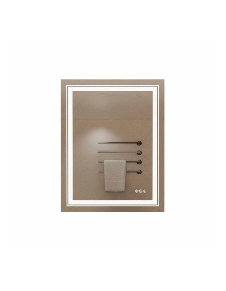 Silver Rectangular LED Mirror Front Backlit Anti Fog Touch Bathroom image 1