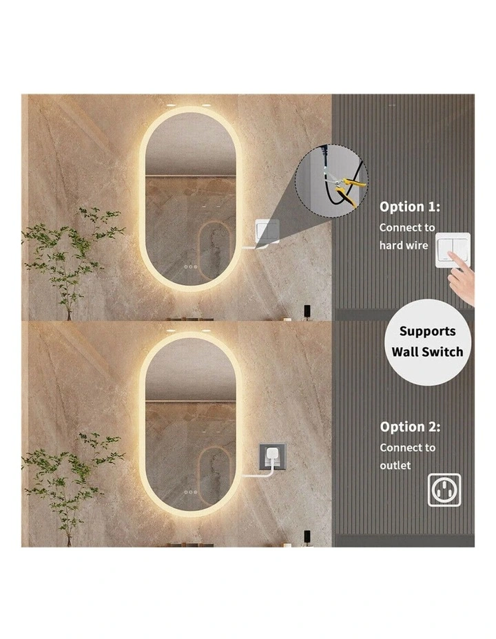 Silver LED Bathroom Mirror Anti Fog Dimmable Waterproof Design image 6