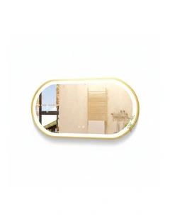 Gold Oval LED Bathroom Mirror Anti Fog Dimmable Light Luxury Frame