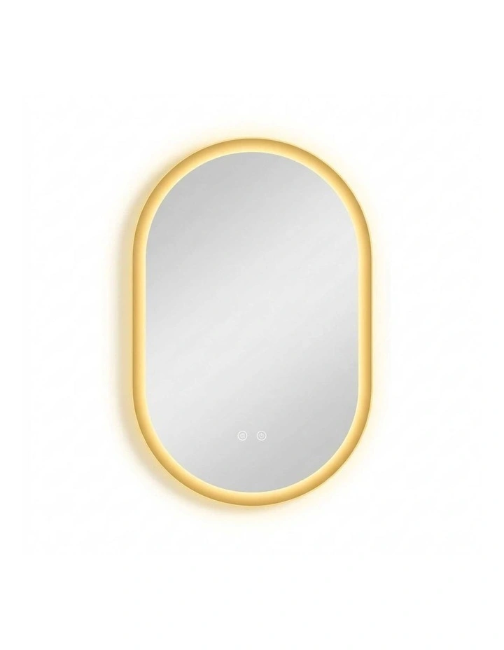 Silver White Oblong Led Bathroom Mirror Soft Backlit Anti Fog Dimmable Control image 1
