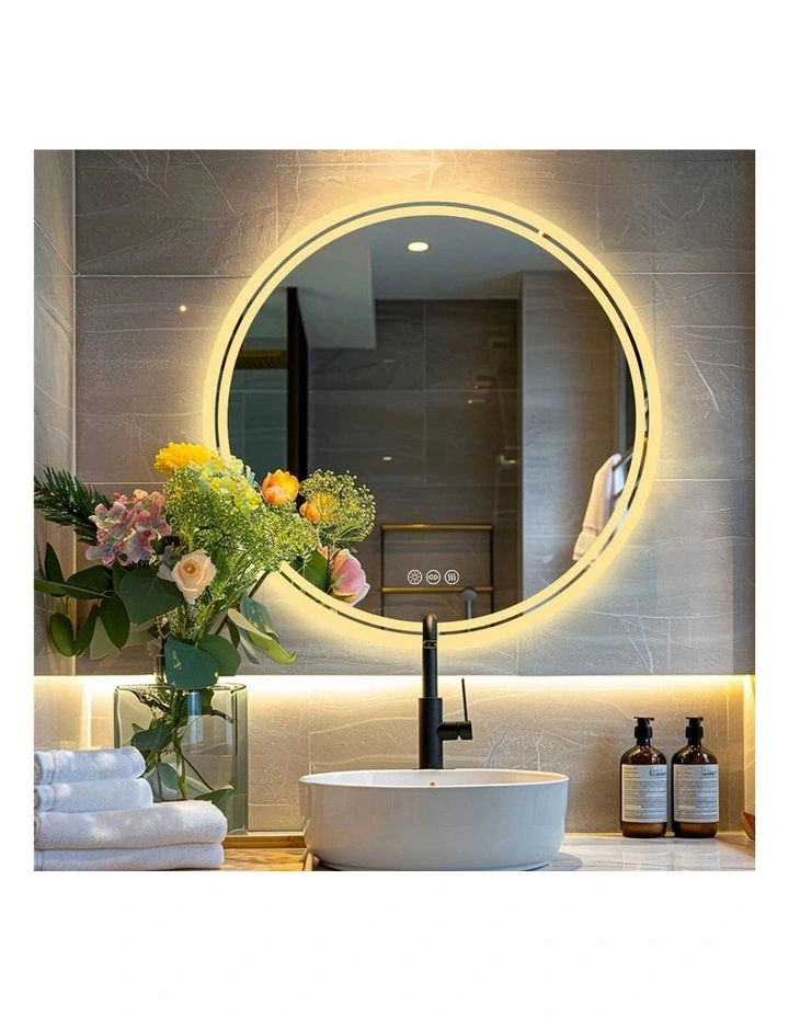 Silver Round LED Mirror Anti Fog Backlit Touch Bathroom Vanity Light image 5