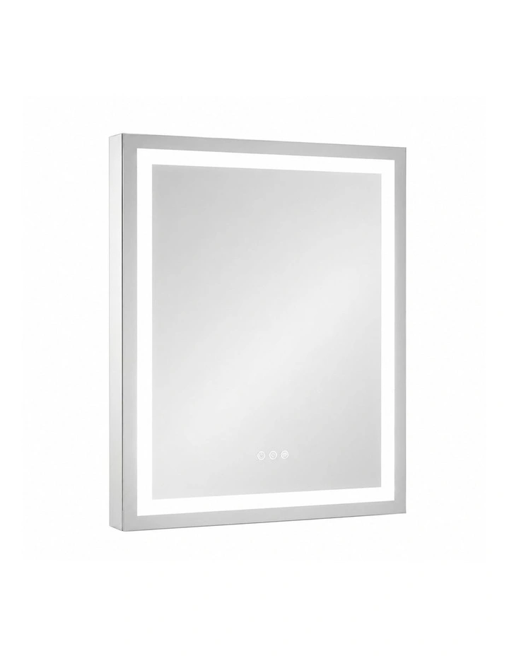 Silver Led Bathroom Mirror Bluetooth Speaker Anti Fog Touch Wall Mounted image 1