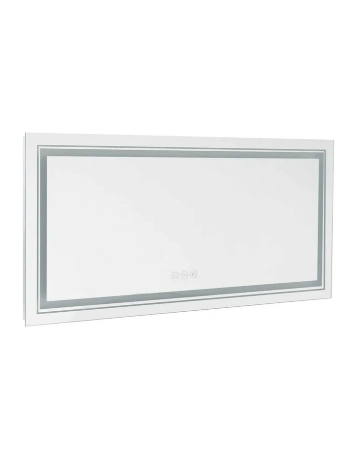 Silver LED Bathroom Mirror Front Backlit Anti Fog 1510x780 Design image 1