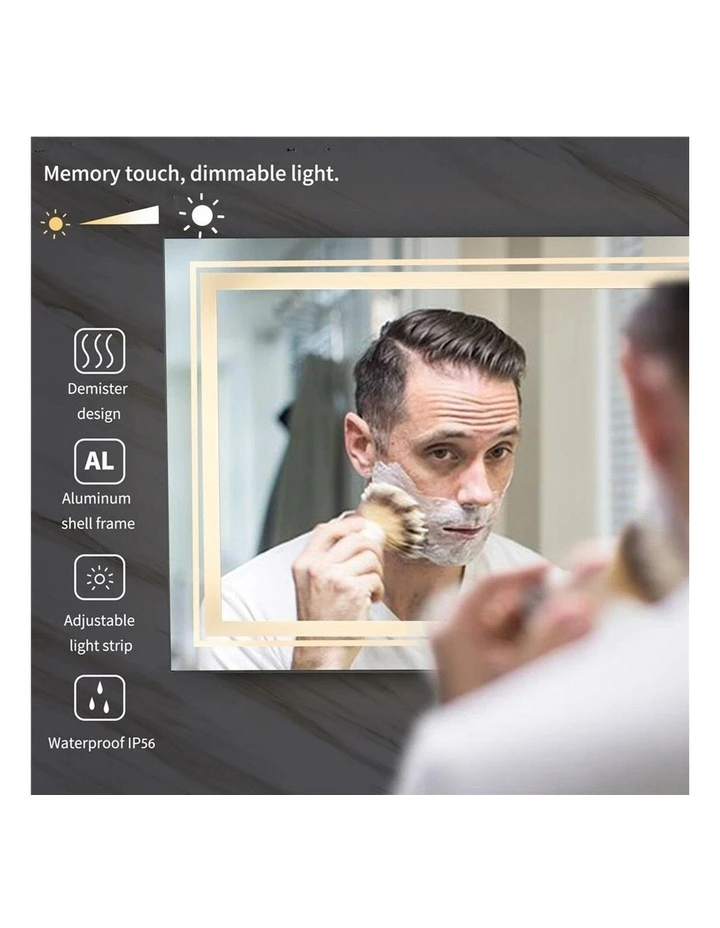 Silver LED Bathroom Mirror Front Backlit Anti Fog 1510x780 Design image 7