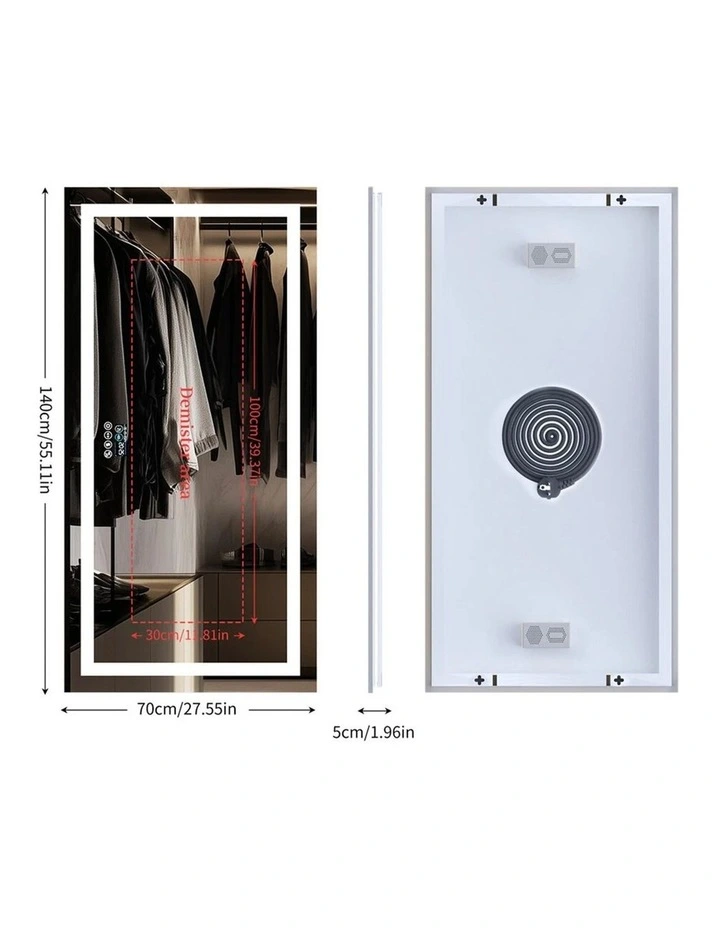Silver Large Bluetooth LED Bathroom Mirror With Smart Display Lighting image 3