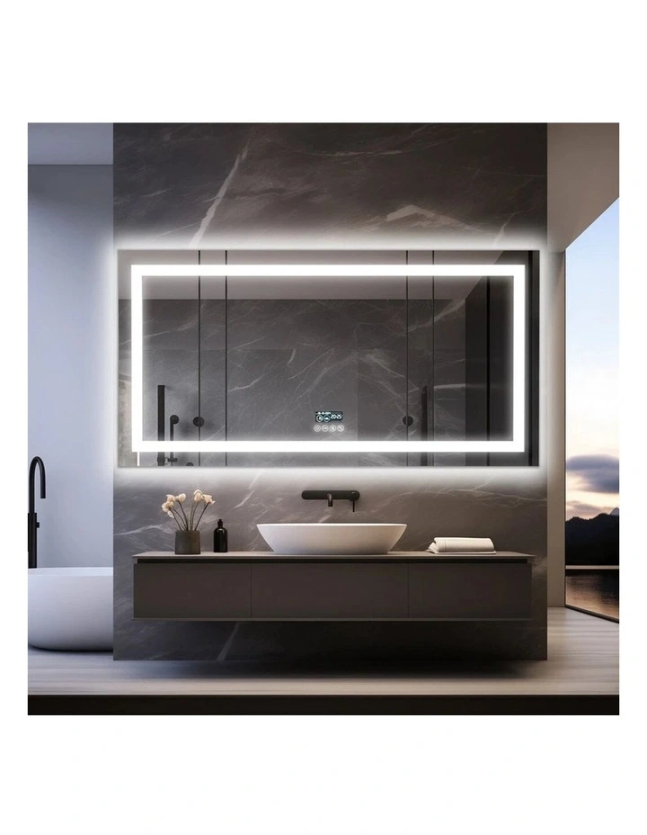 Silver Large Bluetooth LED Bathroom Mirror With Smart Display Lighting image 4