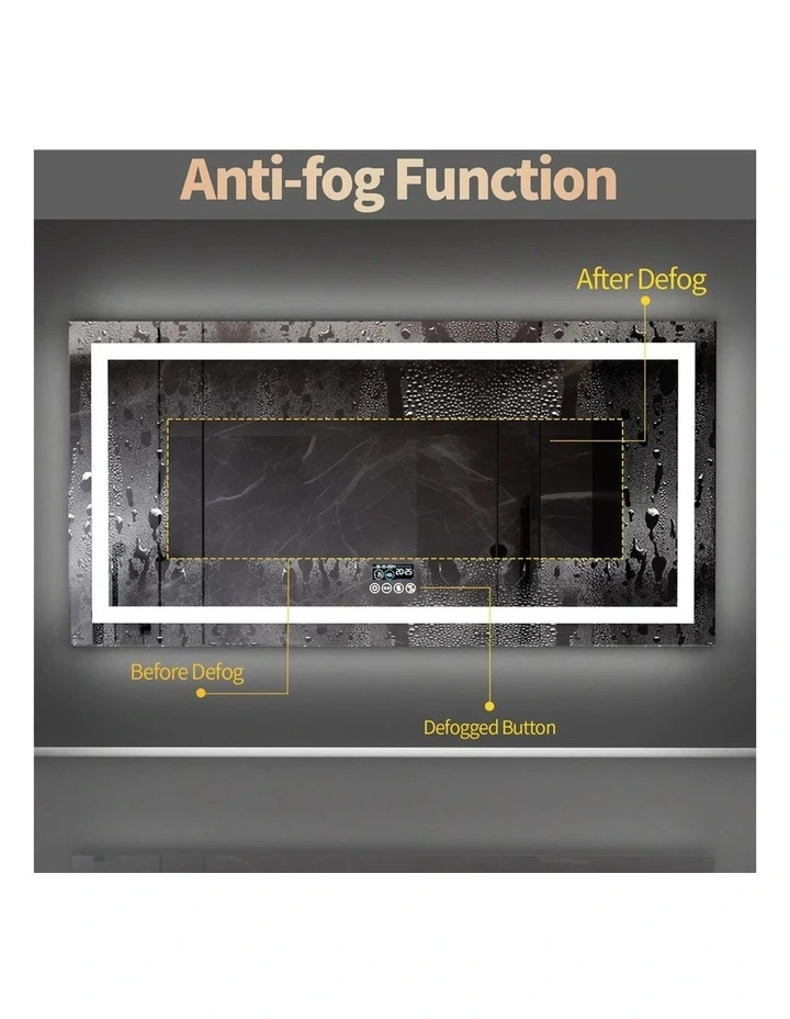 Silver Large Bluetooth LED Bathroom Mirror With Smart Display Lighting image 5