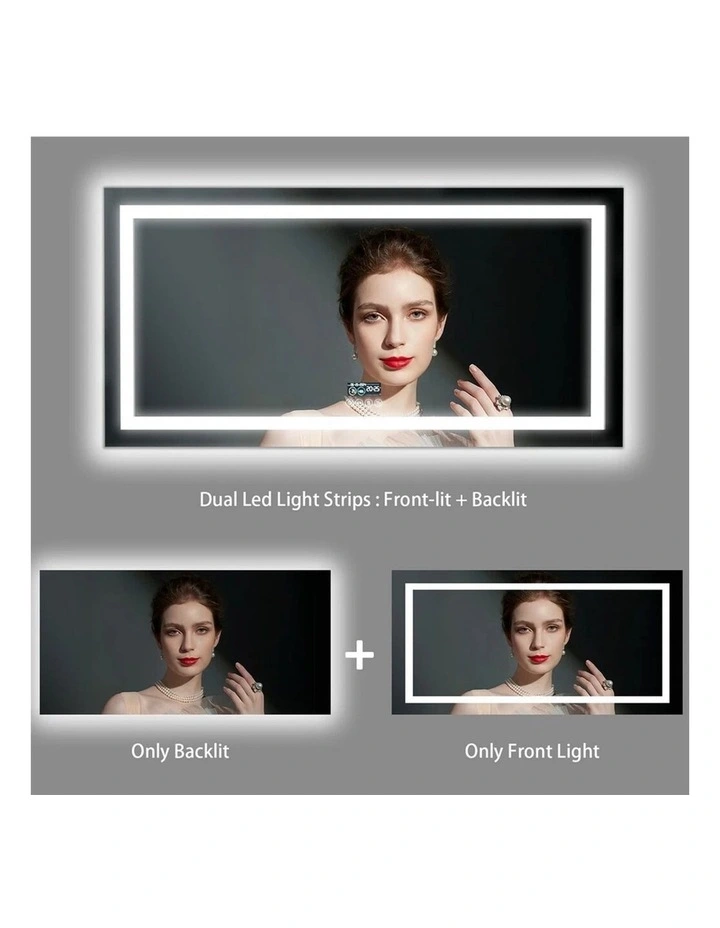 Silver Large Bluetooth LED Bathroom Mirror With Smart Display Lighting image 6