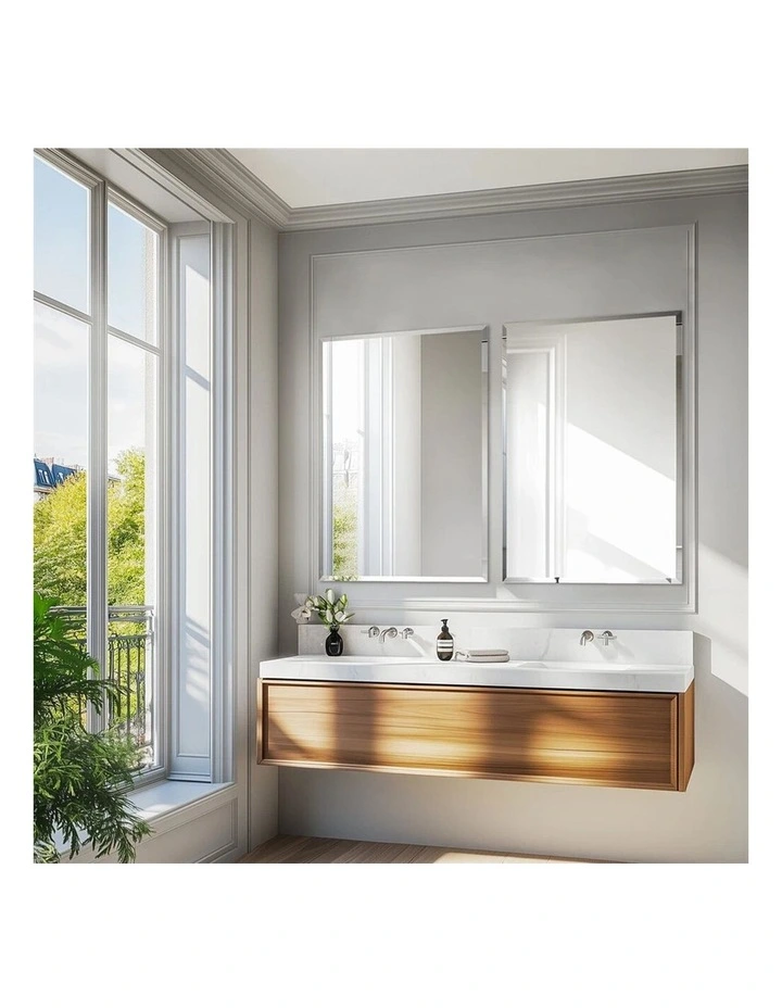 Silver Rectangular Beveled Edge Wall Mirror With Frameless Finish For Modern Dcor 60x80cm image 4