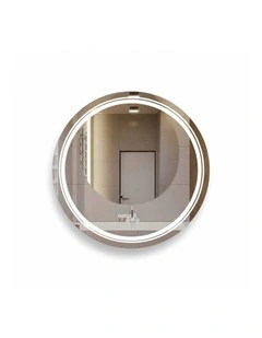 Silver Round LED Bathroom Mirror Backlit Anti Fog Touch Control