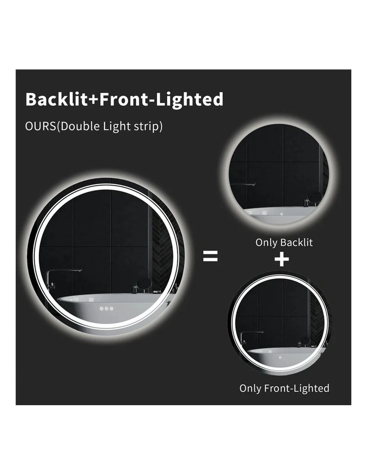 Silver Round LED Bathroom Mirror Backlit Anti Fog Touch Control image 5