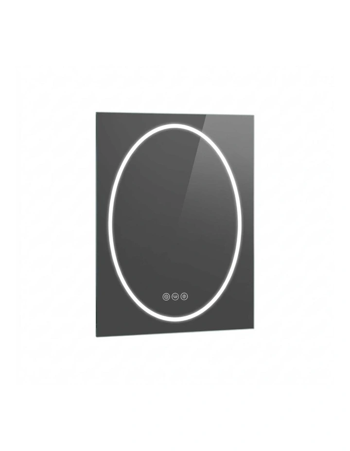 Silver White Led Bathroom Mirror Square Frame Dual Light Anti Fog Dimmable Touch image 1