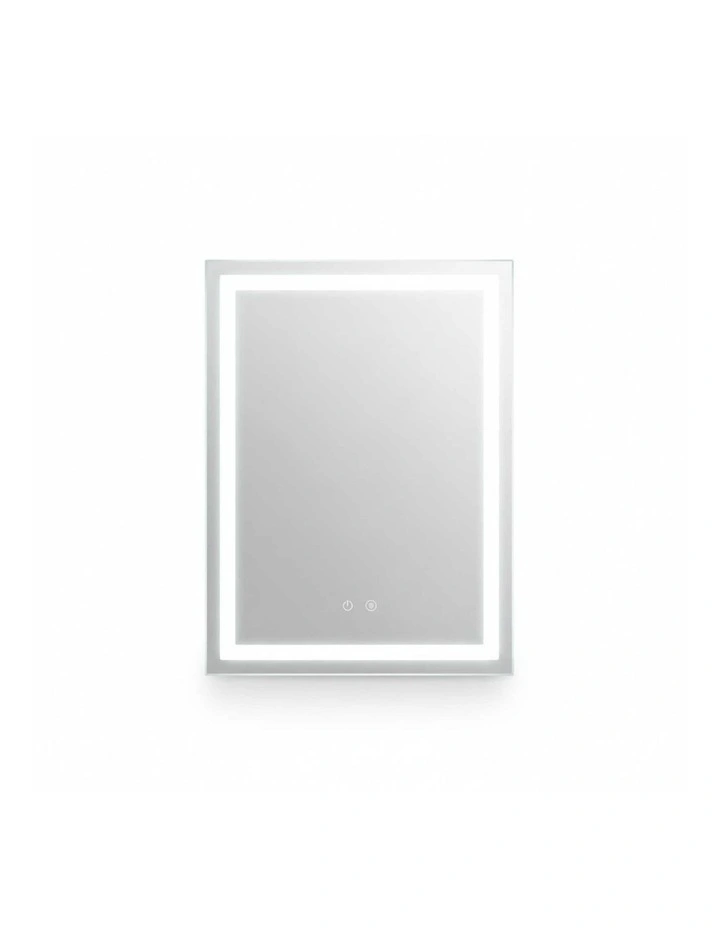 Silver Rectangle LED Bathroom Mirror With Anti-Fog Touch Control 600x800mm image 1