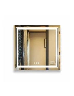Silver Square LED Bathroom Mirror Touch Control Anti Fog Lighting