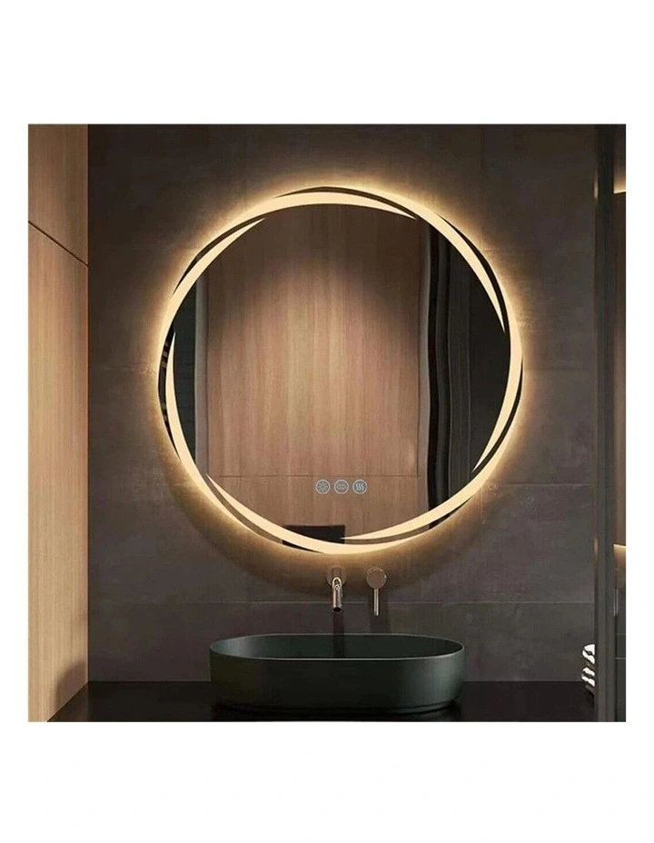80cm Silver Round LED Bathroom Mirror With Anti-Fog Backlit Design image 2
