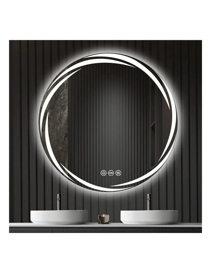 80cm Silver Round LED Bathroom Mirror With Anti-Fog Backlit Design image 3