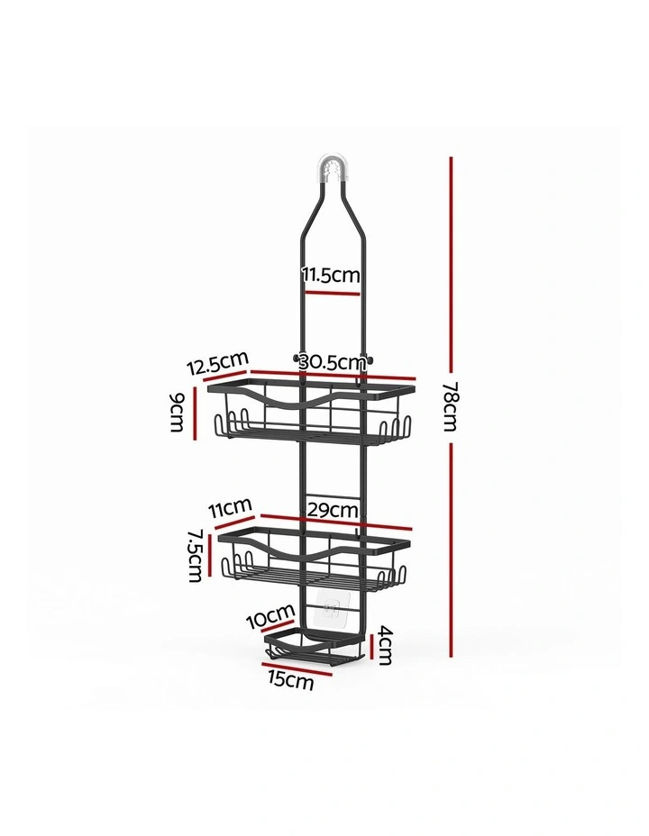 Artiss Shower Caddy Hanging Bathroom Organiser Over Head Black image 2
