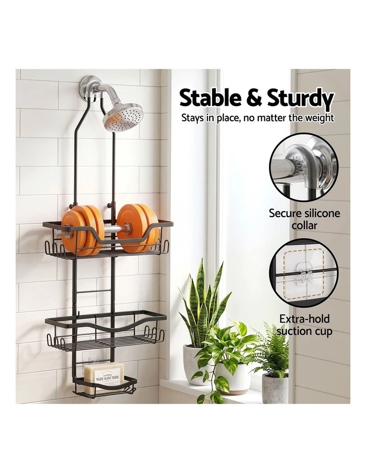 Artiss Shower Caddy Hanging Bathroom Organiser Over Head Black image 4