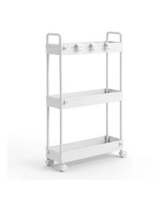 Artiss 3 Tier Slim Storage Trolley Narrow Utility Organiser Rack White