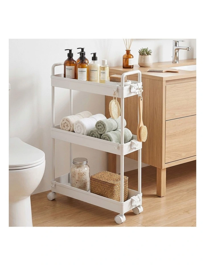 Artiss 3 Tier Slim Storage Trolley Narrow Utility Organiser Rack White image 6