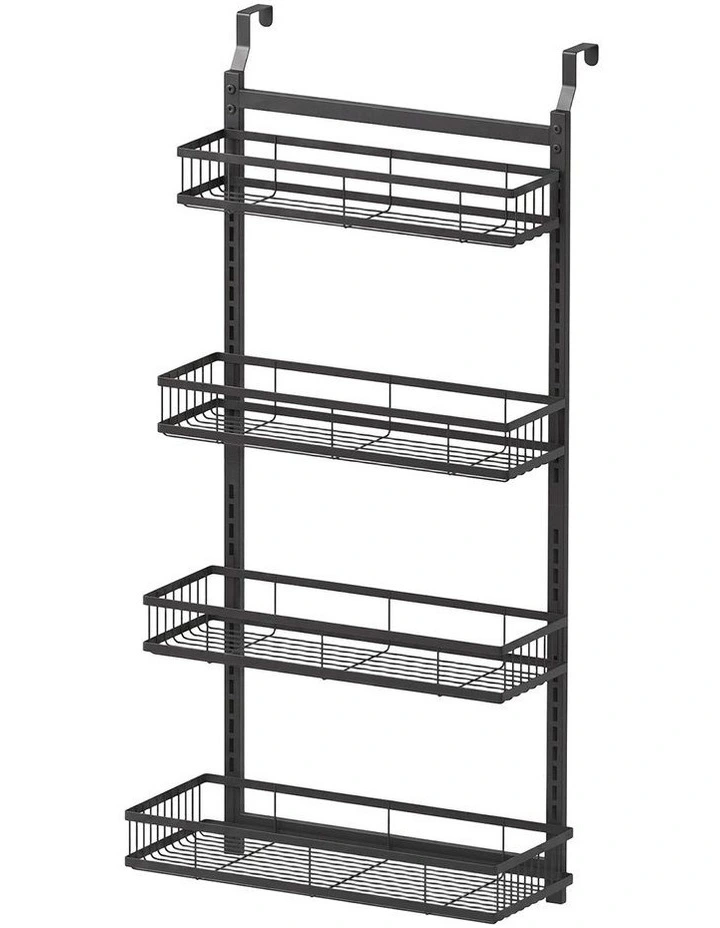 Artiss Over Door Bathroom Rack Hanging Organiser 4 Tier No Drill 91cm Black image 1