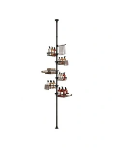 Artiss Tension Pole Shower Caddy Steel Corner Bathroom Shelf Black