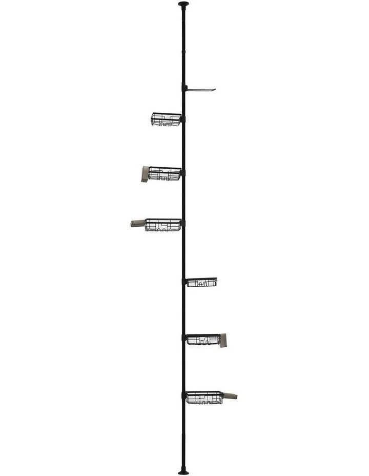 Artiss Tension Pole Shower Caddy Steel Corner Bathroom Shelf Black image 3