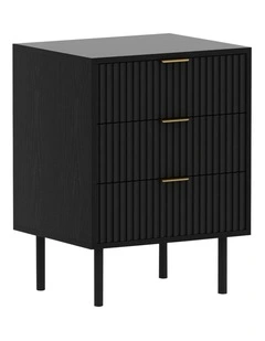 Sarantino Evelyn Bedside Table with 3 Drawers - Black
