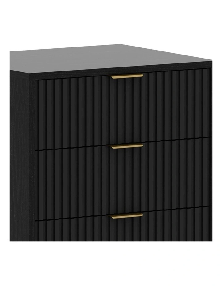 Sarantino Evelyn Bedside Table with 3 Drawers - Black image 4