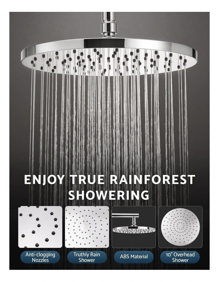 Cefito 10-Inch Rain Shower Head Combo with 3-Function Handheld Shower and 1.5m Hose image 5