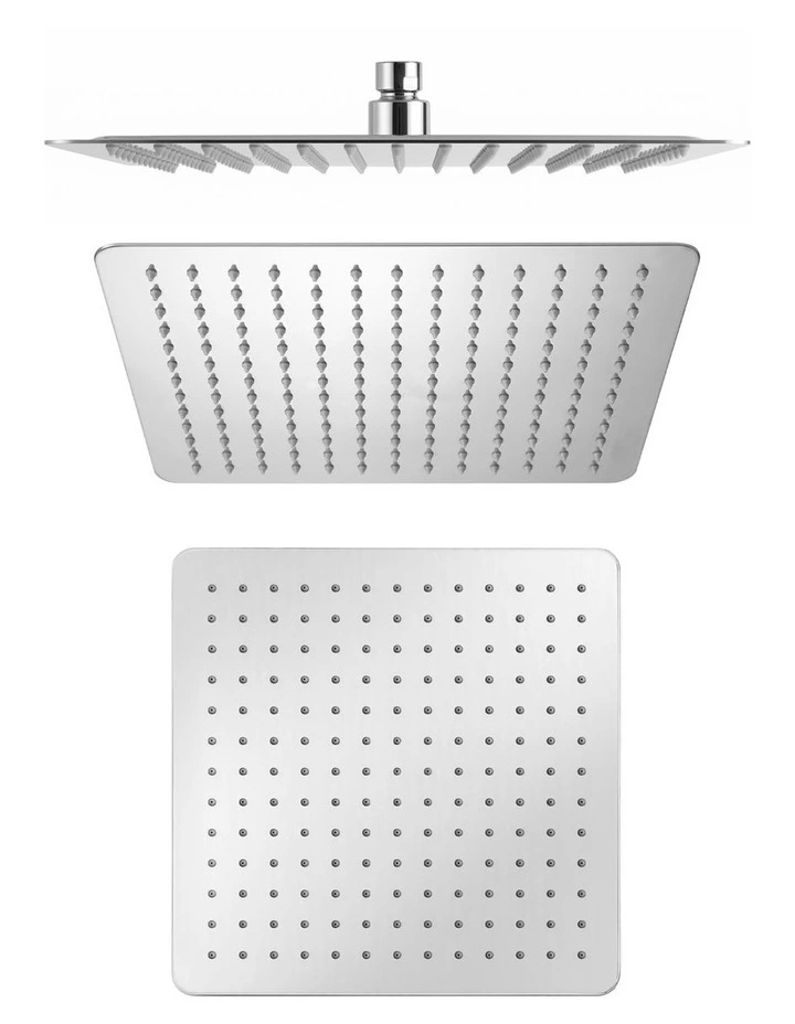 Cefito 12-Inch Rain Shower Head 304 Stainless Steel Anti-Clog Silicone Jets Silver image 1