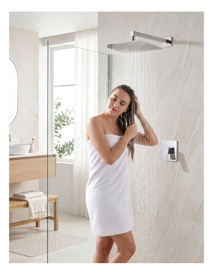 Cefito 12-Inch Rain Shower Head 304 Stainless Steel Anti-Clog Silicone Jets Silver image 6