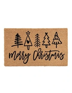 PVC Backed Coir Printed Mat 45x75cm Christmas Xmas Trees