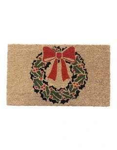 PVC Backed Coir Printed Mat 45x75cm Christmas Wreath