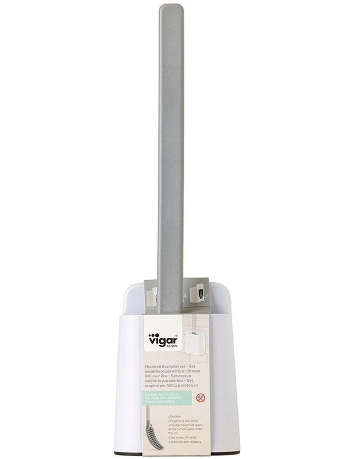 Vigar Essential Eco Wall Mounted Toilet Brush Holder Set White image 3