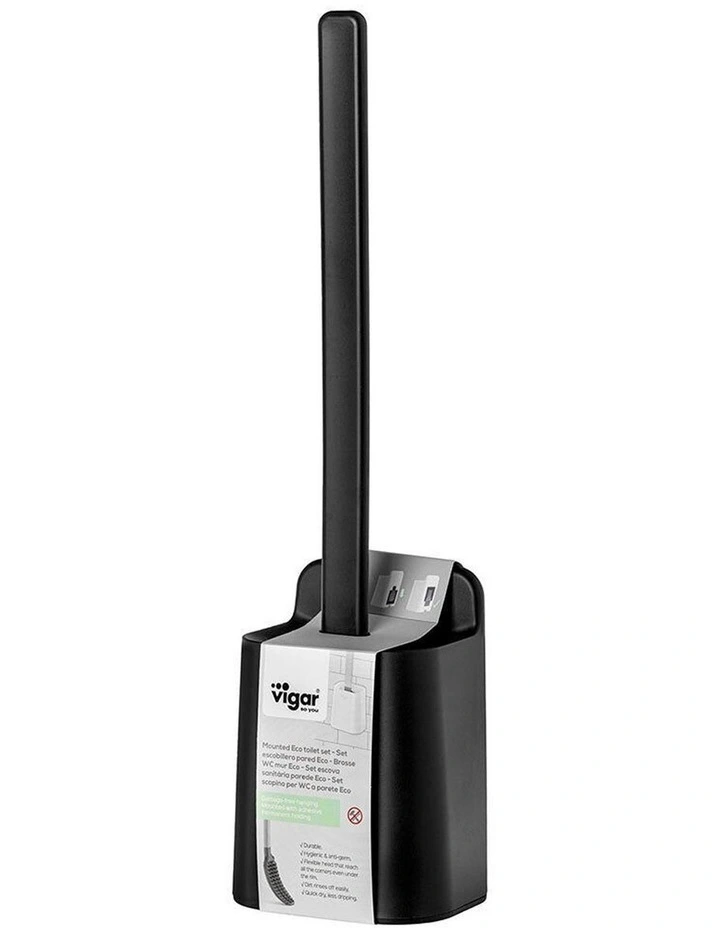 Vigar Essential Eco Wall Mounted Toilet Brush Holder Set Black image 4