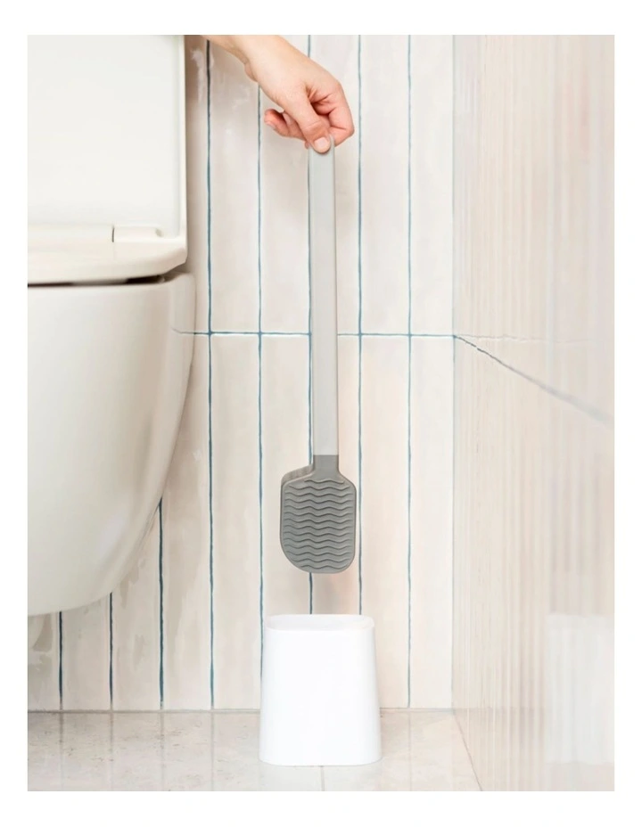 Vigar Essential Eco Toilet Brush With Holder Set Silicone White Bathroom Accessory image 4