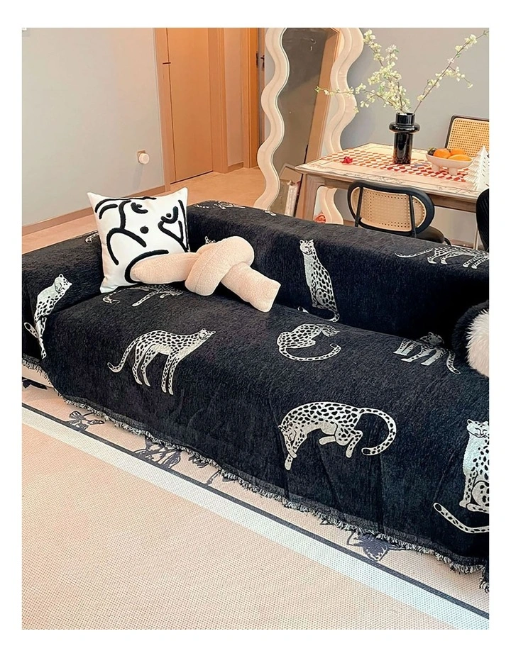 Four-Seater Sofa Cover 180x420cm in Black image 3