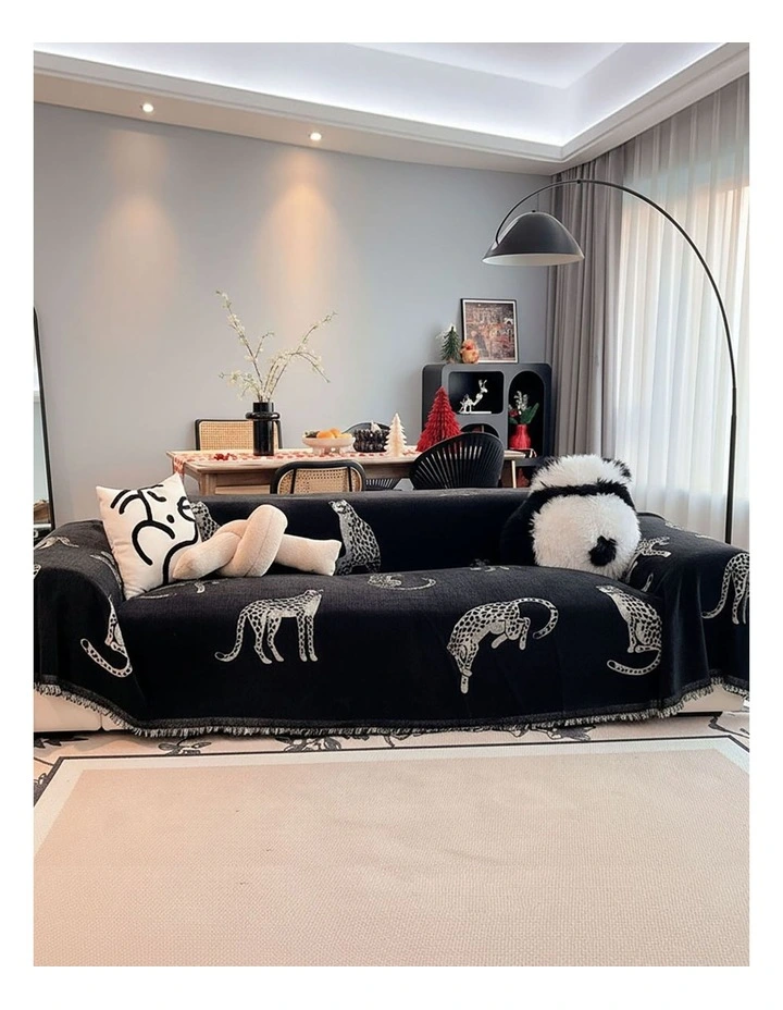 Four-Seater Sofa Cover 180x420cm in Black image 4