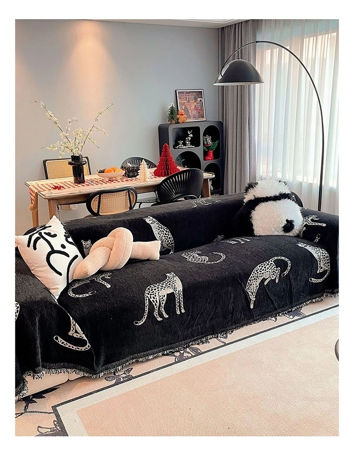 Four-Seater Sofa Cover 180x420cm in Black image 5