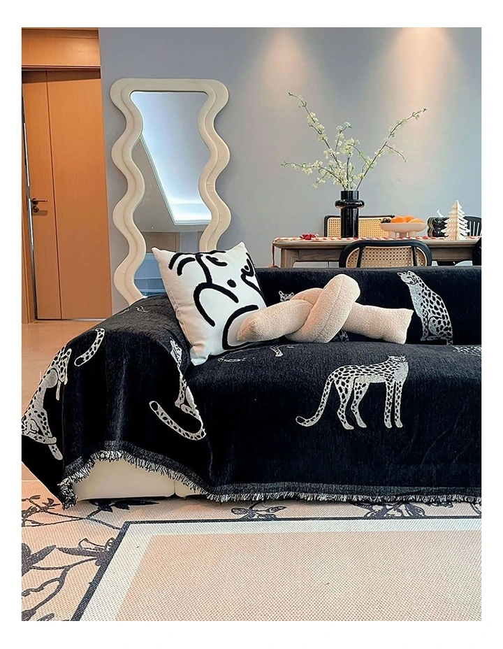Four-Seater Sofa Cover 180x420cm in Black image 7
