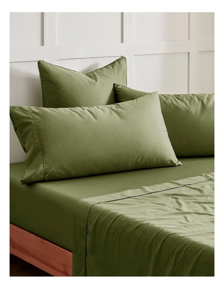 400TC Premium Cotton Sateen King Pillowcase Set of 2 in Olive image 1