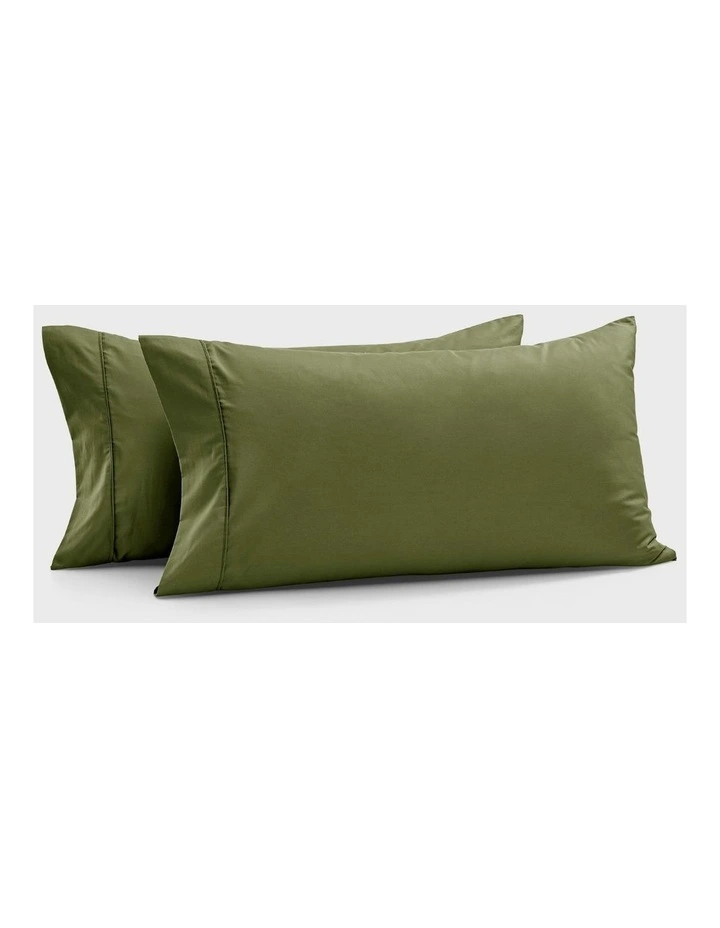 400TC Premium Cotton Sateen King Pillowcase Set of 2 in Olive image 5