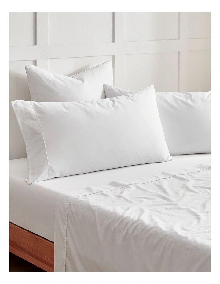400TC Premium Cotton Sateen King Pillowcase St of 2 in White image 1