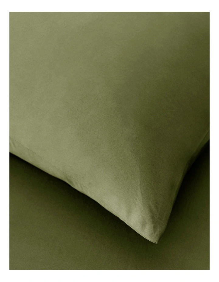 400 thread Count Premium Cotton Sateen Standard Pillowcase Set of 2 in Olive image 4