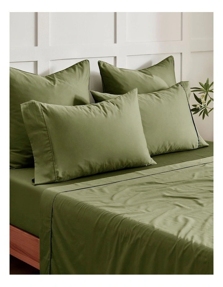 400 thread Count Premium Cotton Sateen Standard Pillowcase Set of 2 in Olive image 5