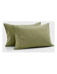 Bonnie Washed Cotton Standard Pillowcase Set of 2 in Olive