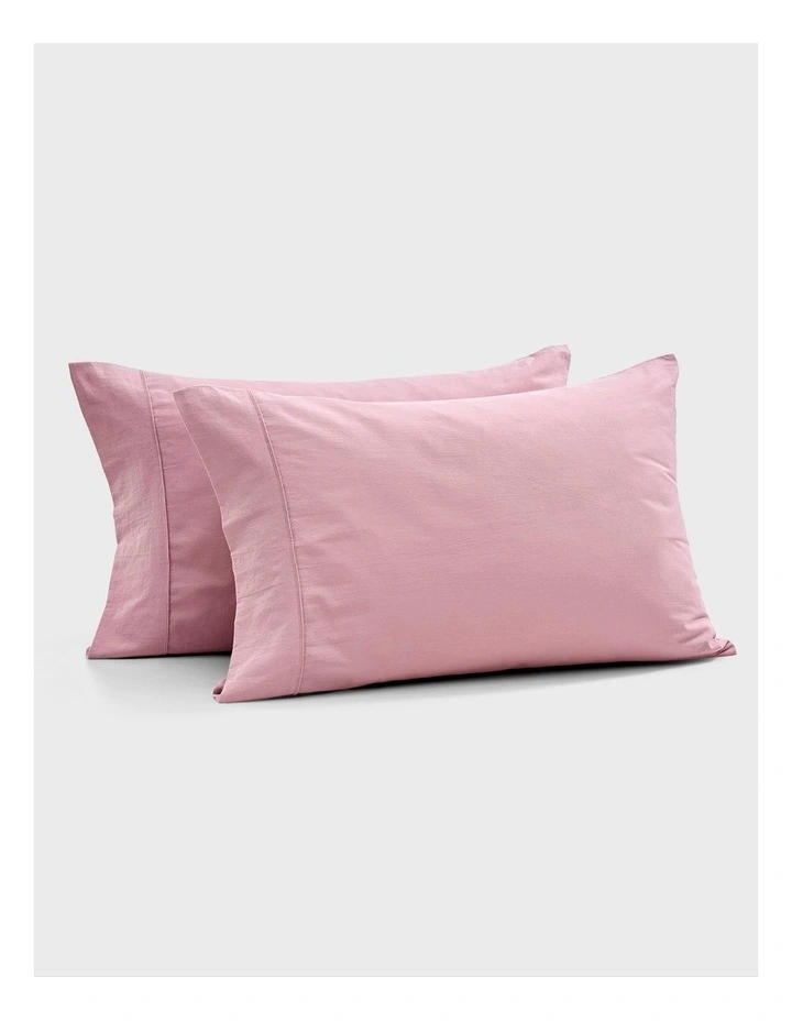 Bonnie Washed Cotton Standard Pillowcase Set of 2 in Pink Pearl image 1
